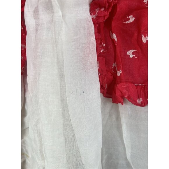 Vintage Custom Mery Hampson Girls Dress Red & White Sheer Ruffle Details - Picture 5 of 11